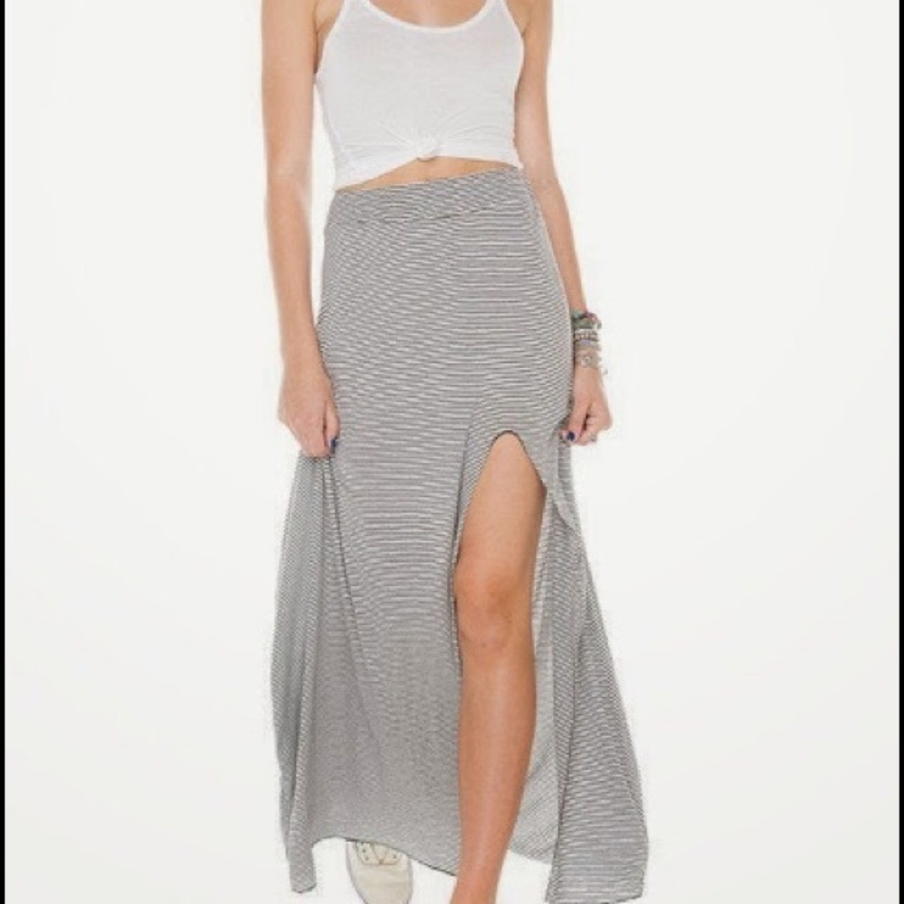 Brandy Melville Slit Striped Maxi Skirt